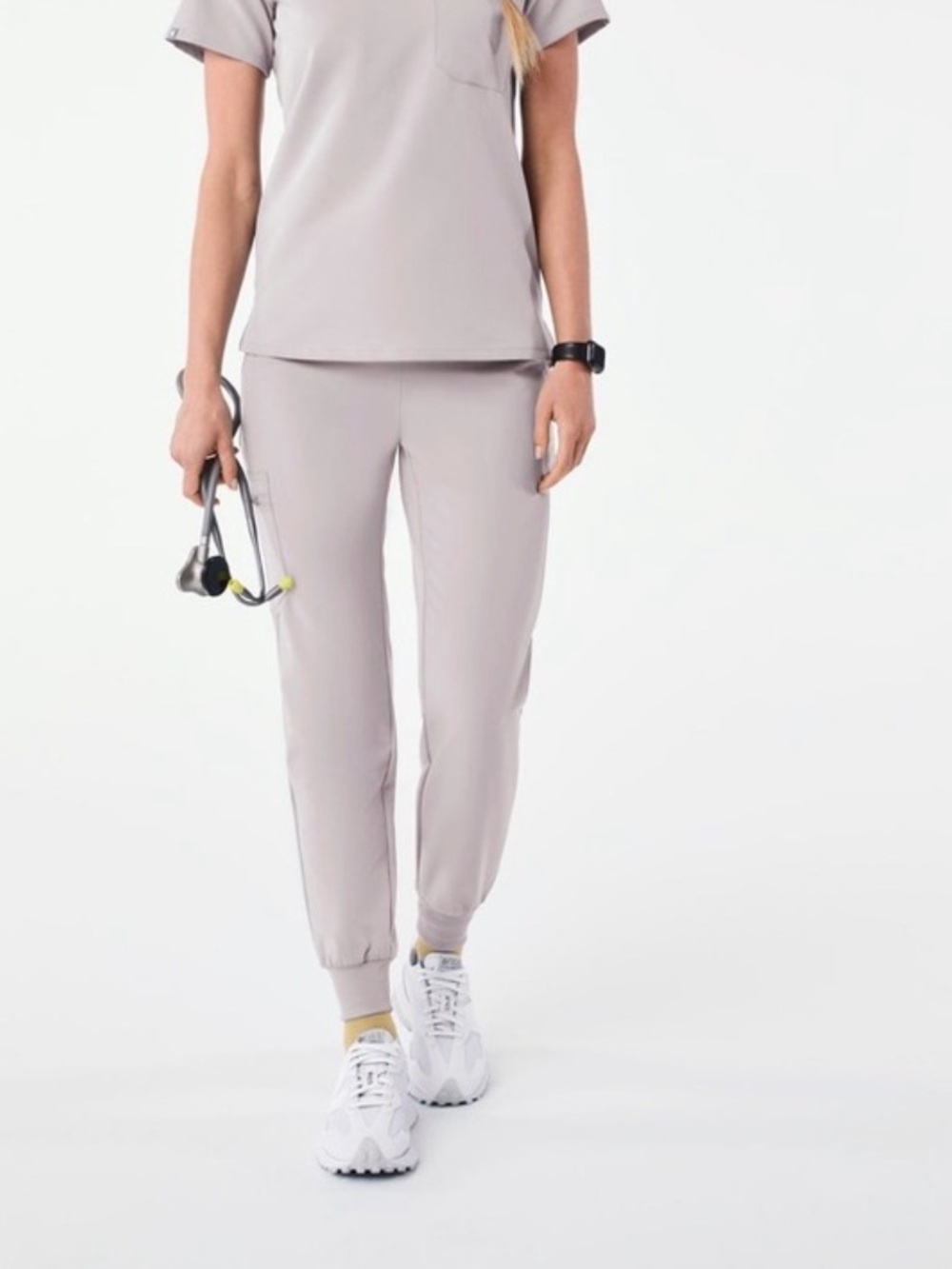 Figs Drawstring Scrub Jogger Pants in Color Slate with Black Drawstrings